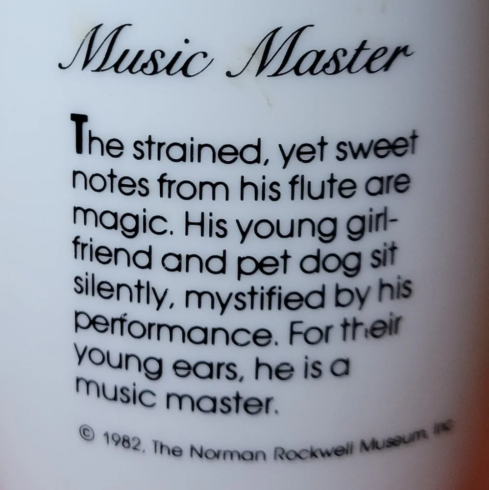 1 Vtg '82 Norman Rockwell Museum Cup Boy Girlfriend Puppy Music Master Gold Trim